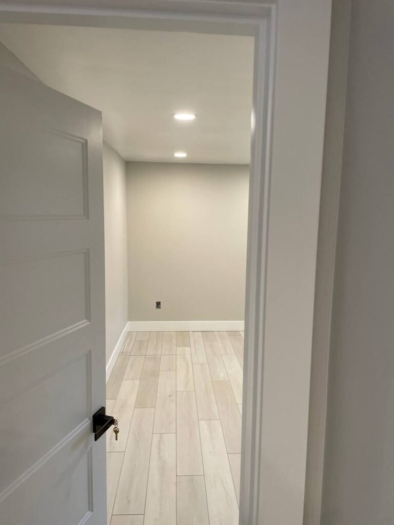 After: new drywall, door and trim