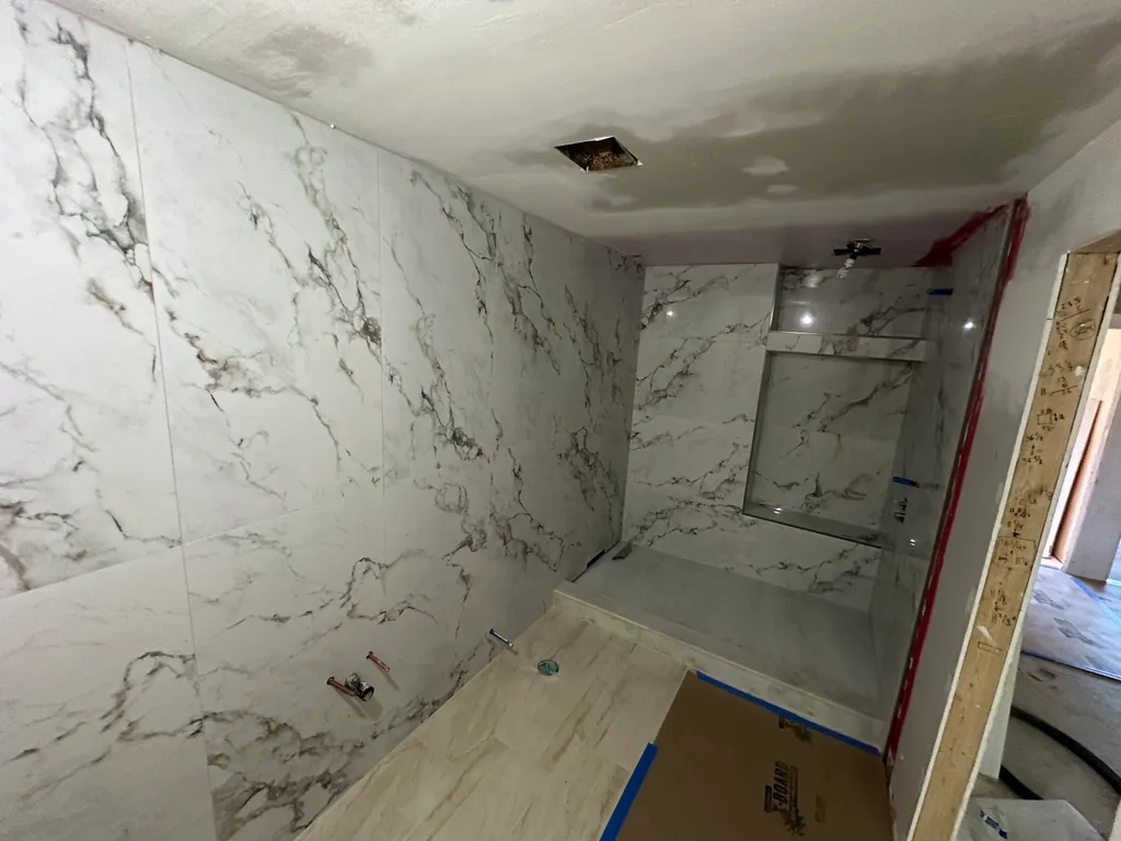 New tile in bathroom