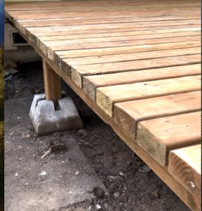 A detailed view of high-quality fasteners ensuring the durability and stability of the deck structure.
