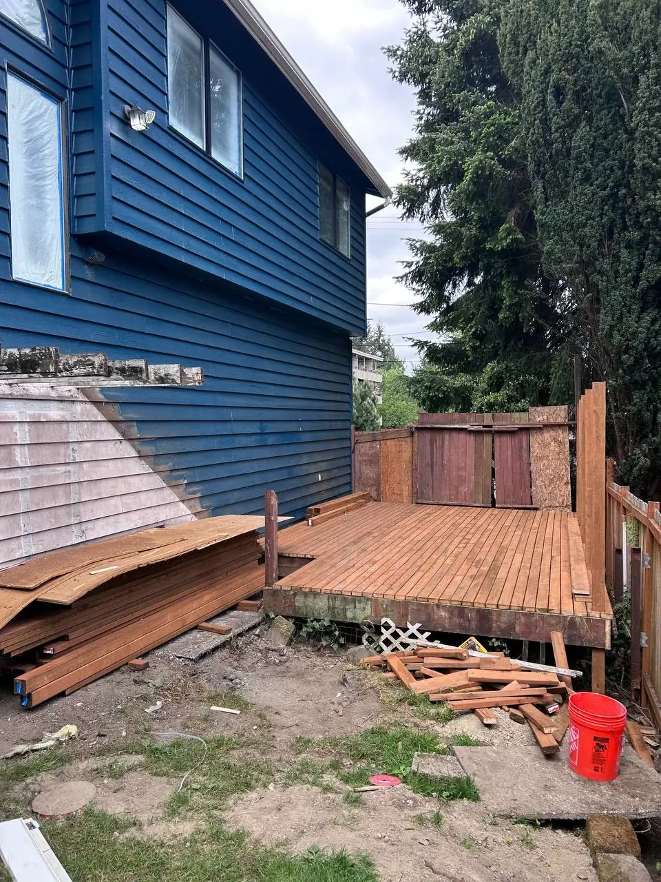 Rotted old wood deck before replacement in Seattle