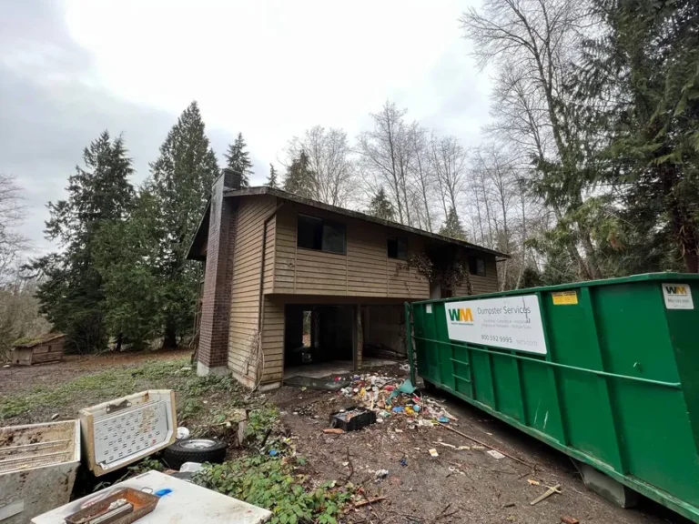 Before: weathered brown split-level home with failing gutters and fascia