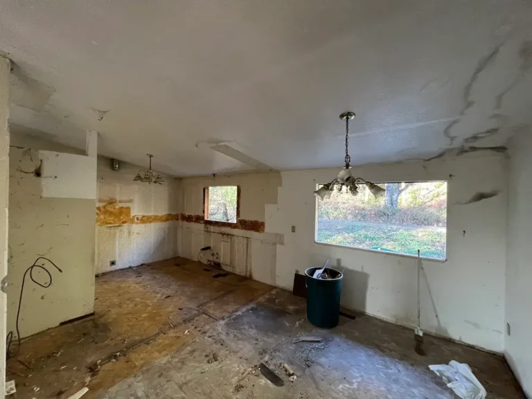 Before: damaged living room floor